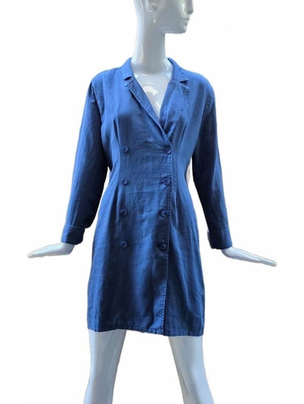 Cloth & Stone Linen Cotton Double Breasted Trench Blazer Mini Dress Med